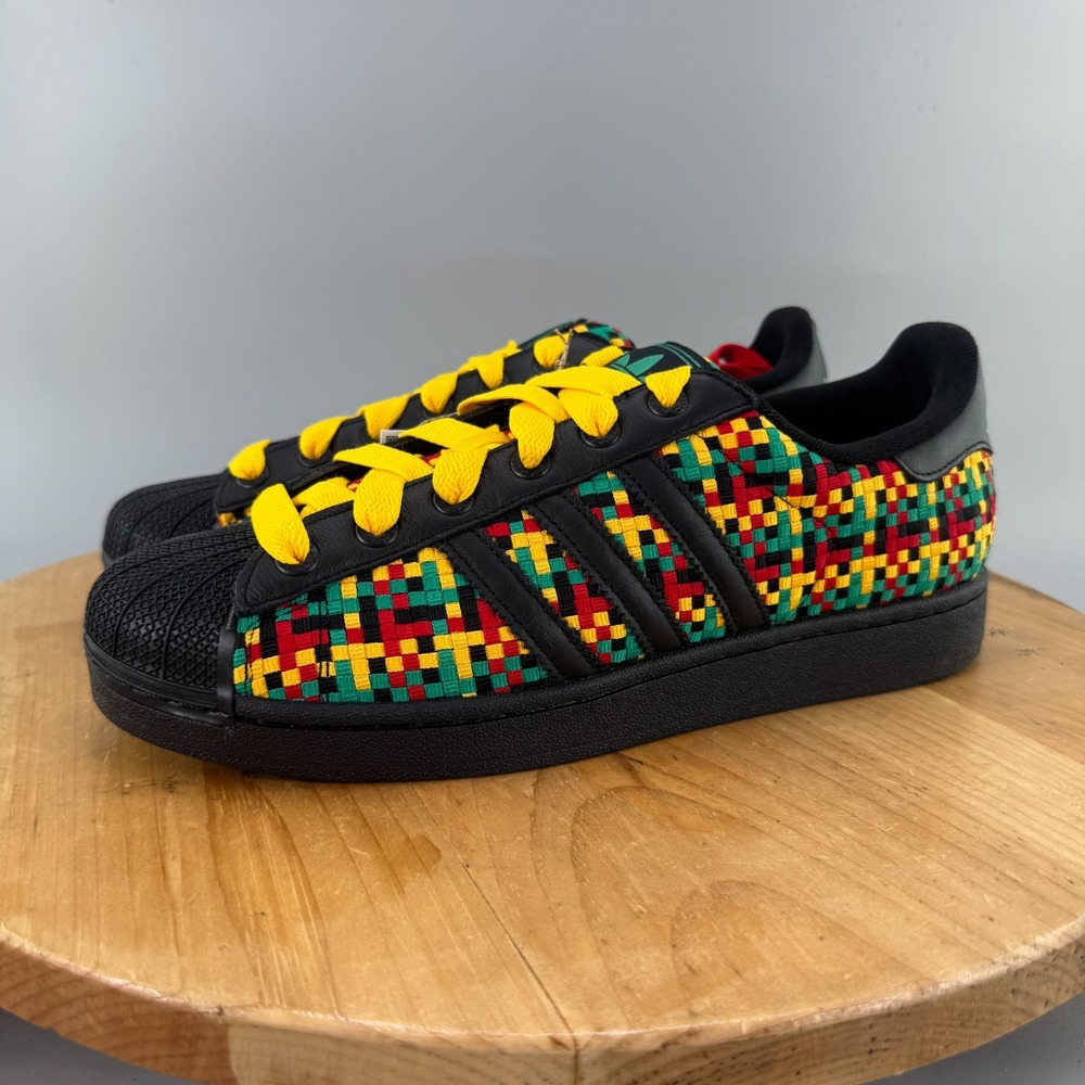adidas Superstar II 'Jamaica' Mens Size 12 Shoes Black Green Yellow Red Marley - Picture 3 of 9